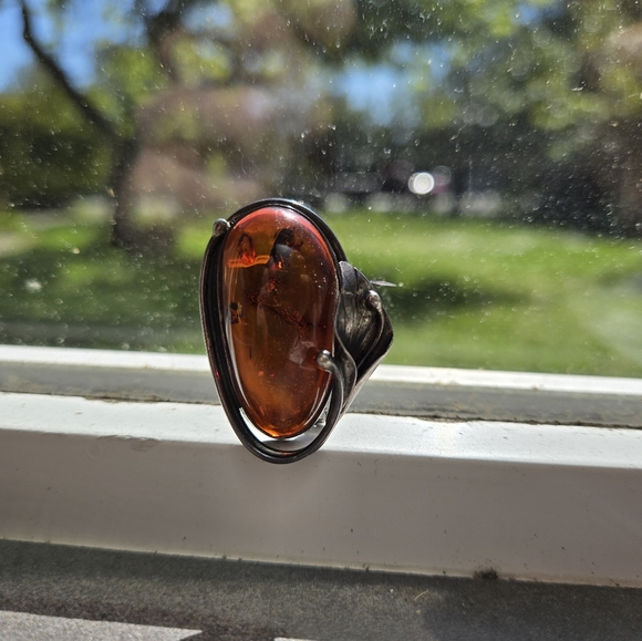 Vintage Silver and Amber Pin/Broach(brooch) - Picture 4 of 9